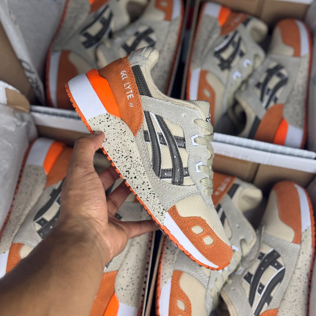 Tênis Masculino Asics Gel-Lyte III x  Bege/Laranja  (Premium em Couro)