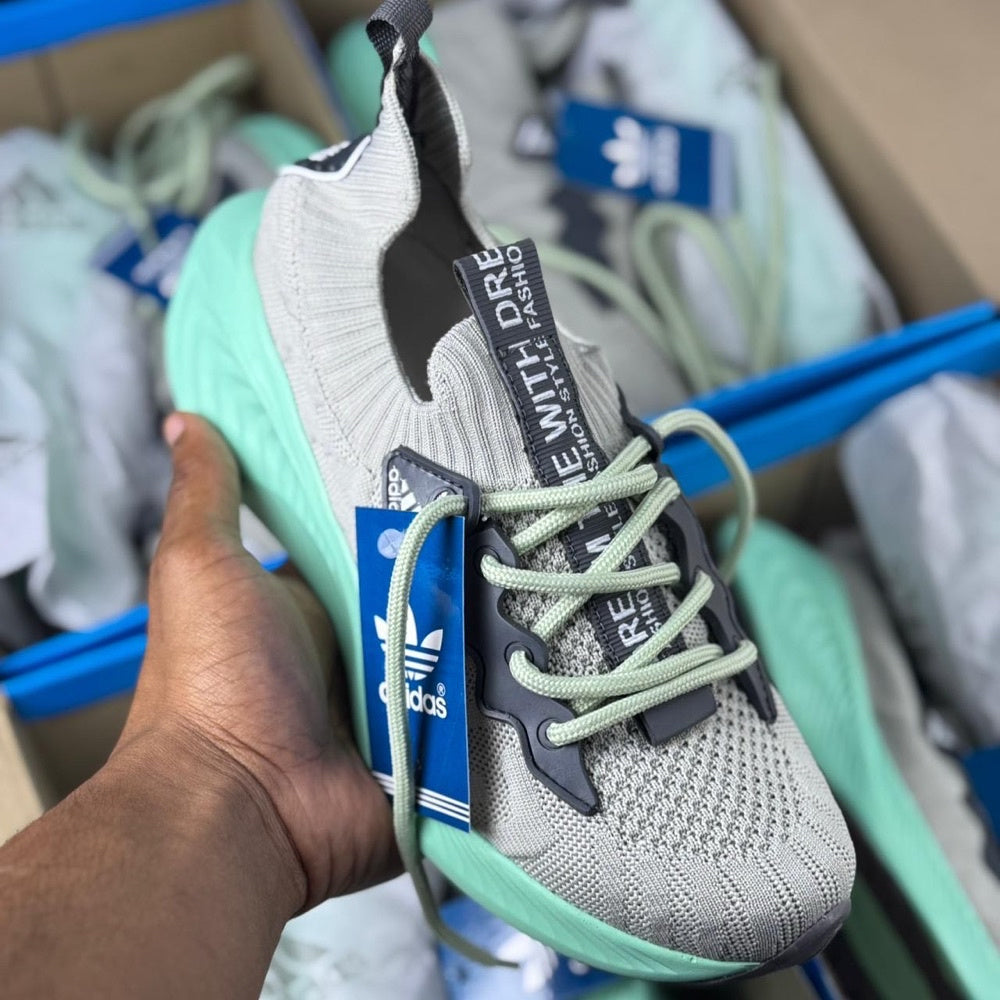 Adidas Kinit EVA   Performance, Conforto e Respirabilidade Total Cinza/Verde Agua