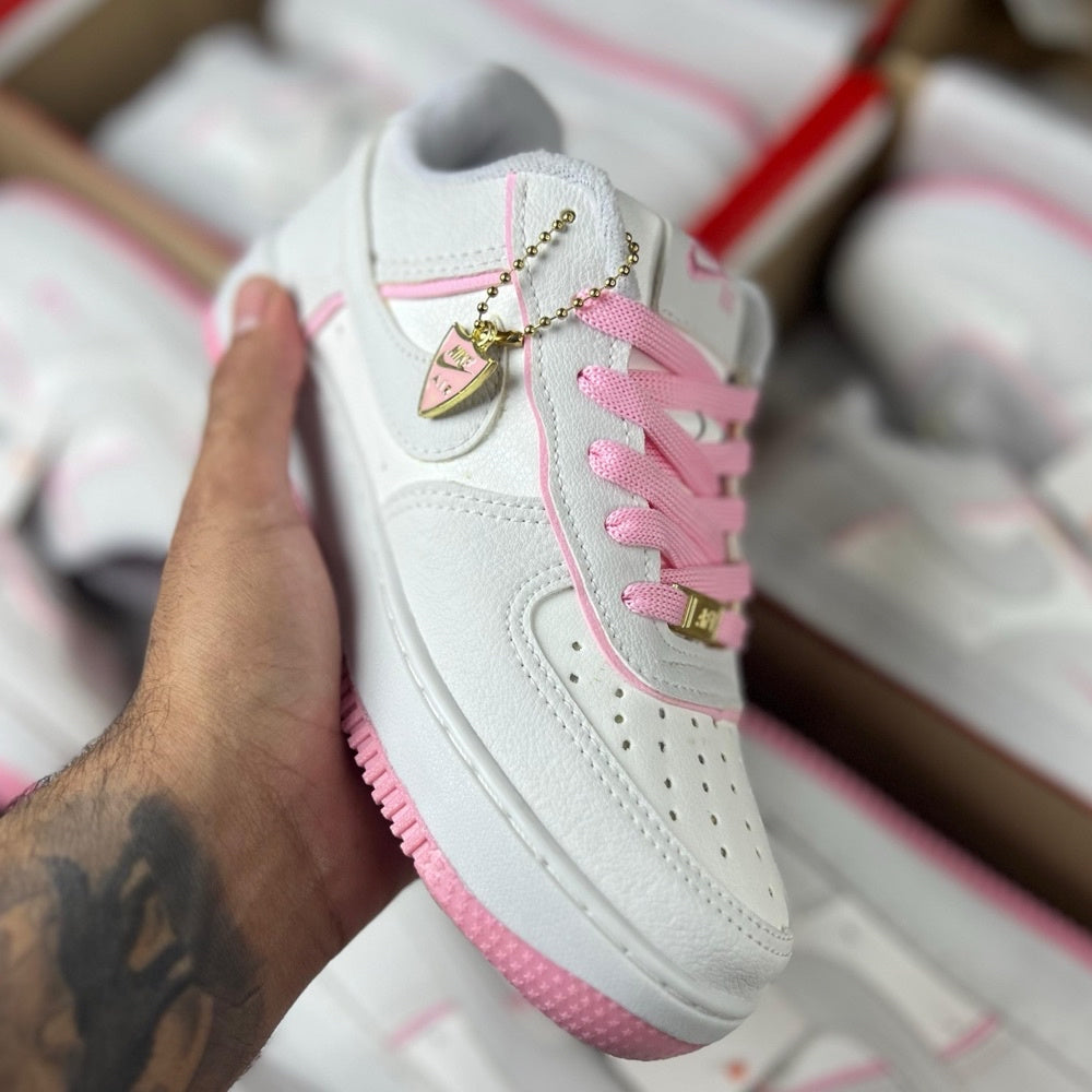 Air Force 1 Sombra  x Branco/Rosa- (Linha Premium)