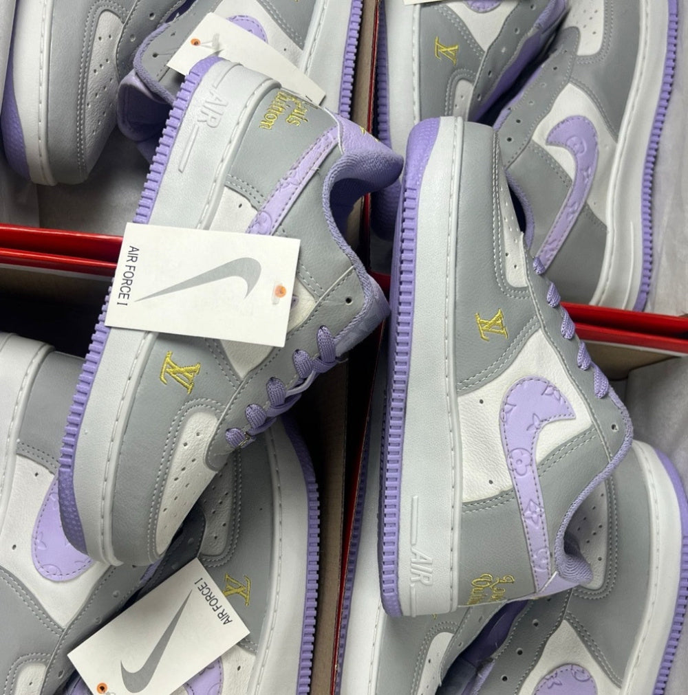 Air Force 1 LV x Branco/Roxo- (Linha Premium)